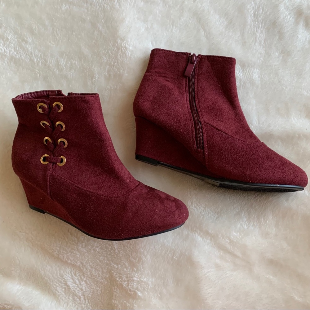Maroon Little Girl’s Heeled (wedge) Booties